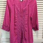 Counterparts  Pink Lace Detail 3/4 ‎ Sleeve Buttons Blouse Size 1X Photo 0