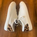 J.Crew Women's Saturday Sneaker 8 White Sneakers with Leopard Detail Photo 9