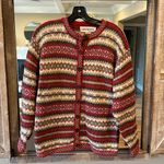 Vintage Crystal Kobe Shetland Wool Sweater Nordic Red Fair Isle Womens Small Photo 3