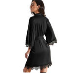 BLACK LACE TRIM DAINTY ROBE size XXL kimono bride bridesmaid NWT Photo 4