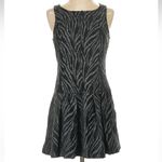 Free People  Chenille Zebra Print Drop Waist Dress in Black Grey Size 2 XS Photo 4