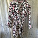 Juicy Couture Sleepwear Watercolor Logo Tie Belt Plush Fleece Short Robe S/M Photo 1