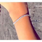 Boutique NEW White Gold‎ Plated S925 Simulated Diamond Slide Tennis Bracelet, Adjustable Photo 8