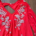 Free People Sweet Tennessee Red Floral Embroidery Open Peekaboo Back Dress Sz S Photo 10