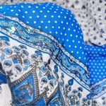 NATURLS Boho Knee Length‎ Skirt Prairie Gypsy Hippie Blue White Paisley Size M Photo 8