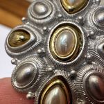 Monet Women’s Signed  Faux Pearl Two Tone Clip On Earrings Photo 8