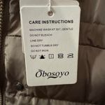 Women's Down Filled Puffer Full Length Jacket Brown Size Large NWT Obosoyo Photo 8