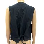 Vintage AJ Cotton Embellished Beaded Vest Black Boho Festival Western Womens XL Photo 5