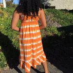 Sears Orange And White Striped Maxi Summer Dress Size XS Photo 2