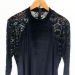 ASOS Velvet & Lace Navy Black Long Sleeve Bodycon Mini Dress size 14 NWT Photo 3