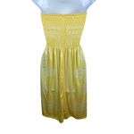 Strapless Smocked Yellow White Bohemian Vacation Beach Pool Dress S Photo 2