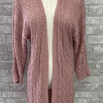 Maurice's Mauve Lace Up Back Open Front Cardigan Photo 0