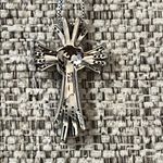 Sterling Silver and Gold Cross Diamond Pendant Necklace Photo 3
