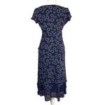 Talbots  100% Silk Midi Dress‎ Blue Short Sleeve Side Zip Sheath Women's Size 2 Photo 3