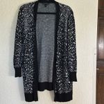 Lane Bryant Black Blue Open Front Cardigan Sweater Plus Size 18/20 Animal Print Photo 2