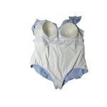 Time and Tru Plus 3X Blue Striped One Piece‎ Swimsuit Ruffle V Neck 24W 26W Photo 7