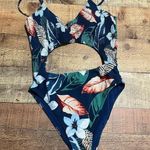 Hollister Swim | Blue Floral Hawaiian Cut Out Open Back One Piece Swimsuit Sz S Photo 0