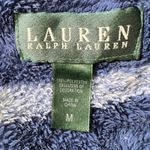 Ralph Lauren Lauren Women Plaid Fleece Robe Navy Blue White Belted Lounge Medium Photo 3