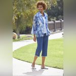 Alfred Dunner  Blue Tie Dye Floral Medallion Lace Jacket Size Large Petite Photo 2