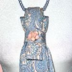 “Dainty Dapper” Blue Paisley Necktie necklace with Pink Accent Photo 3