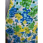 Dress 1960s maxi flower power blue yellow green Size 12 Photo 2