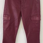 7 For All Mankind New  Coated Cargo Ankle Zip Skinny Pants Merlot Photo 6