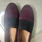 Clarks  Burgundy Suede Low Heel Loafers Photo 3