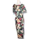 Vintage 90s Liberty House Young Hawaii Black Tropical Dark Floral Maxi Dress Size M Photo 10