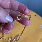 Vintage enameled metal and faux pearl chain necklace 24” long. Gold Photo 7