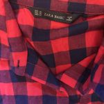 ZARA Red and navy long sleeve flannel buffalo check Photo 2