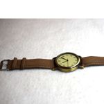 Accutime Bronze Tone Quartz Brown Leather Band Unisex New Battery Watch Gold Photo 2