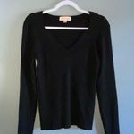 Philosophy Black V-Neck Ribbed Long Sleeve Soft Sweater for Women Large Photo 1