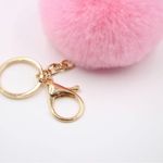 Keychain Bag Charm Pom Pom Fluffy Faux Fur Ball Pink Photo 1