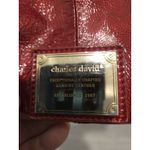 Charles David Red Unique Y2K Vintage Genuine Red Leather Pockets Logo Tote Bag Photo 2