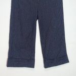 Ann Taylor Black Pinstripe Cropped Wide Leg Pants Size 8 Pinstripe Dress Pants Photo 3