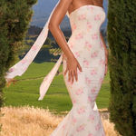 Oh Polly  Cream Strapless Bodycon Dress Photo 0