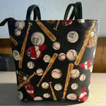 Baseball Themed Small Studded Tote Black Photo 4
