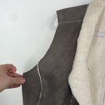 Au Lieu Soft Fuzzy Faux Fur lined Draped Vest Top Outerwear Small / Medium Gray Photo 4