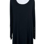 Comfy USA Tunic Top Women Large Black Long Sleeve Button Cuff High Low Lagenlook Photo 0