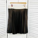 Karen Millen  Shimmer Pleated Skirt Metallic Bronze Black Size 12 Knee Length Photo 6