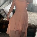 Boohoo  open shoulder high low flowy blush pink dress size 12 Photo 0