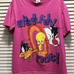 Looney Tunes Pink Short Sleeve Graphic T-Shirt Size M "Absolutely Not" Character Photo 0