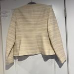 Anne Klein Cream Silver Metallic Blazer Open Front Jacket Lined Career Sz M NWT Photo 4