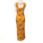Pink Rose NWT Gold Floral Yellow Maxi Dress Y Back Scoop New Photo 2