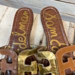 Sam Edelman Bay Gold Logo Slide Sandals Brown Leather Flats Women's Summer 9.5M Photo 1