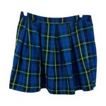 Hot Topic  pleated blue neon green plaid skirt preppy school girl S casual Photo 0