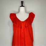 Old Navy  Linen Blend Ruffled V-Neck No-Peek Button-Front Blouse Top Photo 1