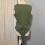 Pinkm Style Olive Green Lace Trim V Neck Sleeveless Lined Stretchy Bodysuit XXL Photo 4