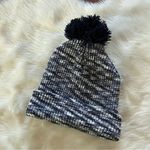 Black & White Marked Knit Pom Pom Beanie Gray Photo 0