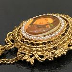 Vintage ART Signed Lady Portrait Cameo Ornate Gold Photo 4